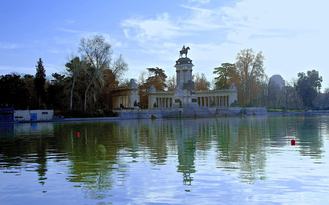 Statue lake redbuoy building magicrealism free wallpaper - medium preview image