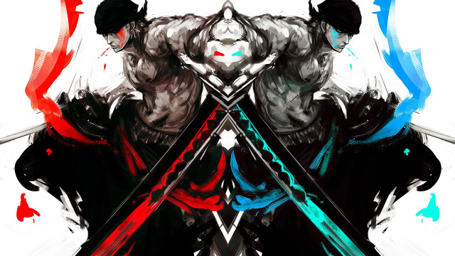 Swords glowing bluefire symmetrical katana free wallpaper - medium preview image
