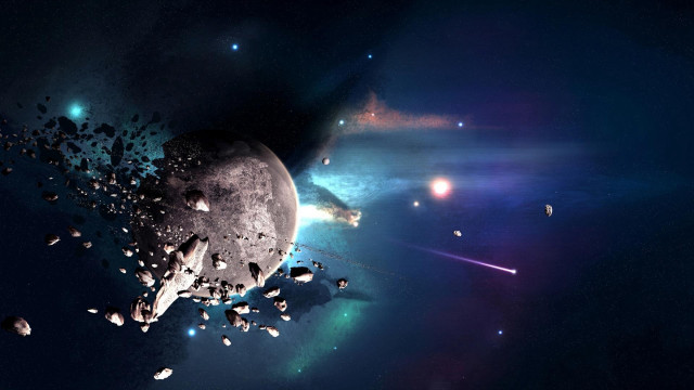Space planet moon stars aurora free wallpaper - medium preview image