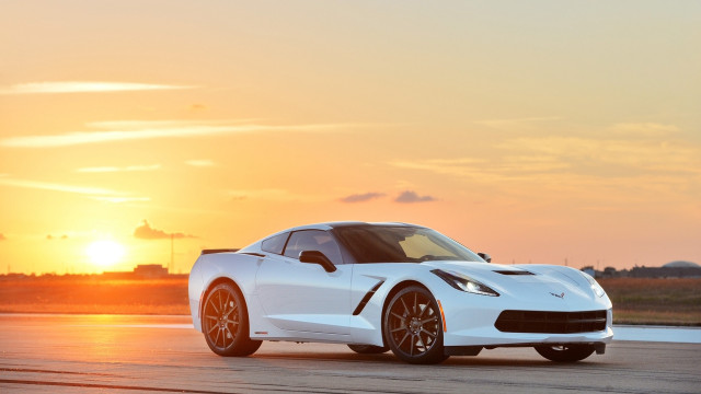 White sports car sunset beach free wallpaper - medium preview image