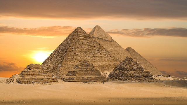 Pyramids sunset sand clouds egyptian free wallpaper - medium preview image