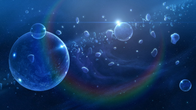 Bubbles rainbow space hologram astronaut free wallpaper - medium preview image