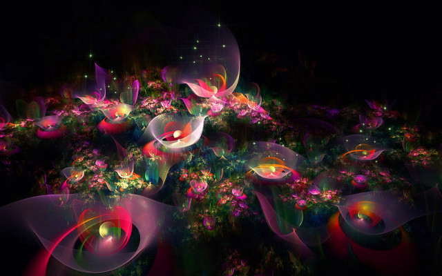 Flowers butterfly mystical light abstract free wallpaper - medium preview image