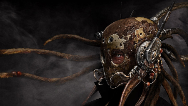 Man mask long hair mechanical free wallpaper - medium preview image