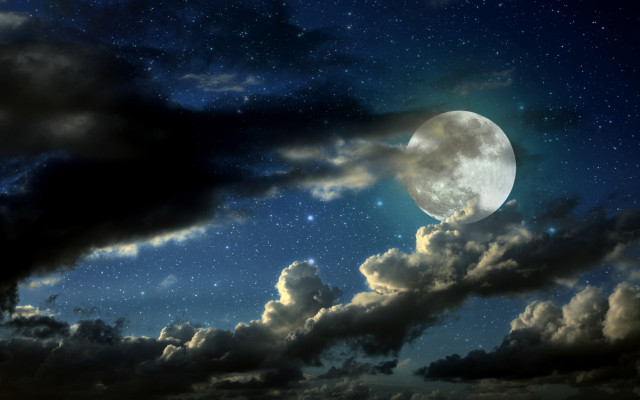 Full moon night sky stars free wallpaper - medium preview image