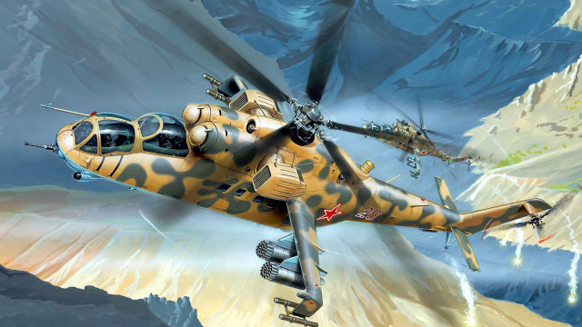 Helicopter mountain range airbrush beach free wallpaper - medium preview image