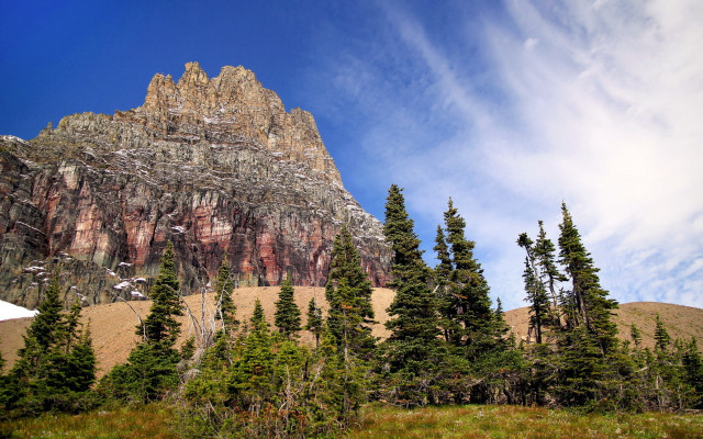 Mountain trees sky clouds bridge #2 free wallpaper - medium preview image
