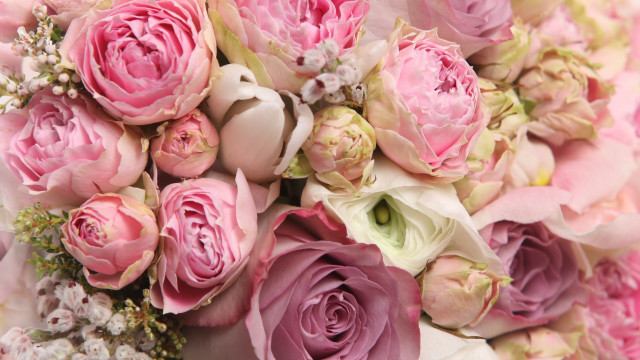 Bouquet pink white flowers rococo free wallpaper - medium preview image