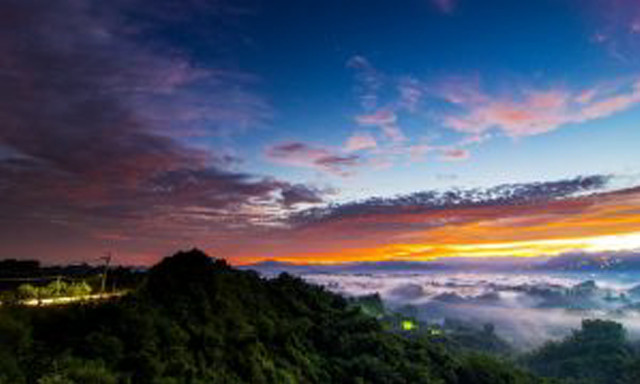 Sunset mountain clouds city lights free wallpaper - medium preview image
