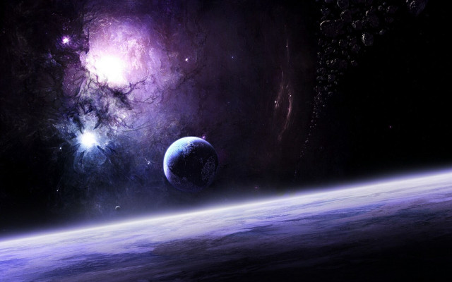 Space planet star purple aurora free wallpaper - medium preview image