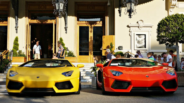 Sports cars building people street free wallpaper - medium preview image