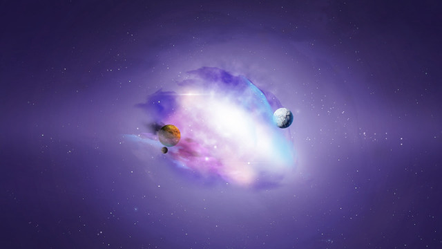 Galaxy planets smoke dust blue free wallpaper - medium preview image