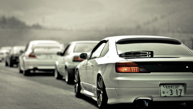 Cars foggy road line motion free wallpaper - medium preview image