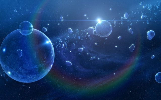 Bubbles rainbow astronaut space fireworks free wallpaper - medium preview image