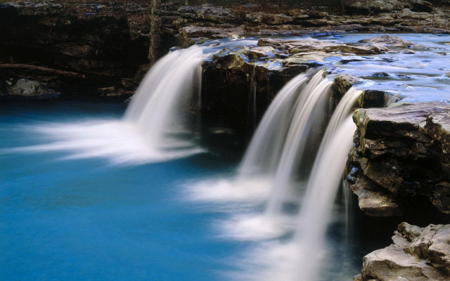 Blue waterfall rocks forest planet free wallpaper - medium preview image