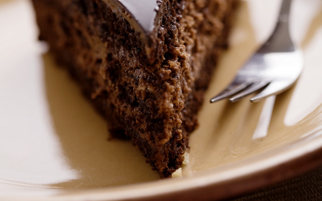 Chocolate cake plate fork knife free wallpaper - medium preview image