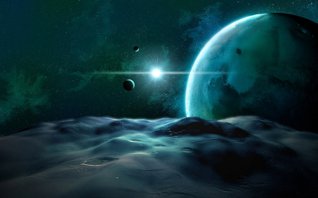 Planet star moonlight space aurora free wallpaper - medium preview image