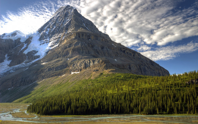 Mountain river forest clouds horizon free wallpaper - medium preview image
