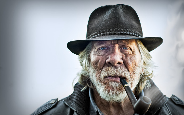 Old man hat leather jacket free wallpaper - medium preview image