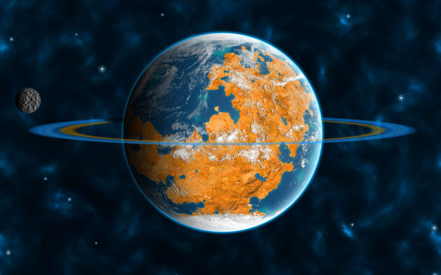 Planet ring constellation moon starry free wallpaper - medium preview image