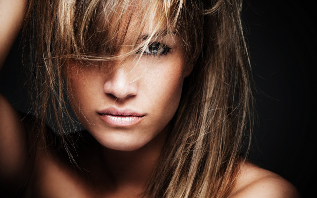 Woman long hair black background #3 free wallpaper - medium preview image