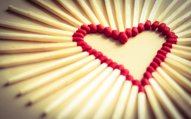 Heart matches matchsticks tabletop white free wallpaper - medium preview image