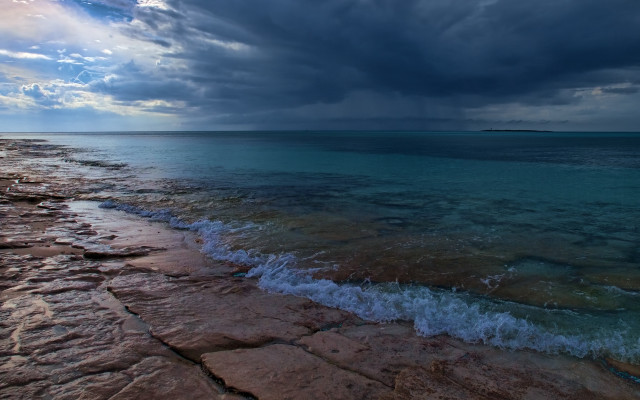 Beach stormy water cloudy sky free wallpaper - medium preview image