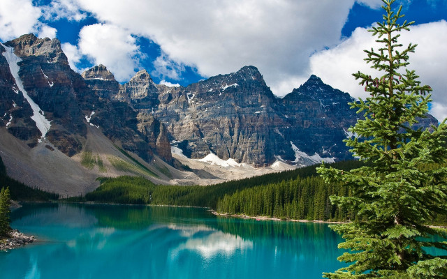 Mountain lake forest sky clouds #12 free wallpaper - medium preview image
