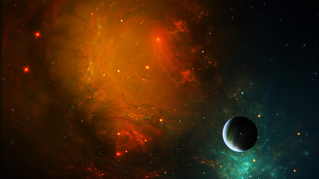 Space planet star bright orange free wallpaper - medium preview image