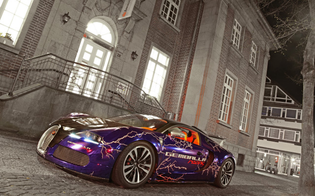 Purple sports car night lightning free wallpaper - medium preview image