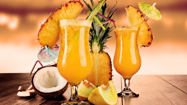Orange juice pineapple coconut table free wallpaper - medium preview image