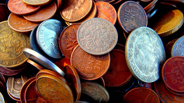 Coins scissors conceptual macro shallow free wallpaper - medium preview image