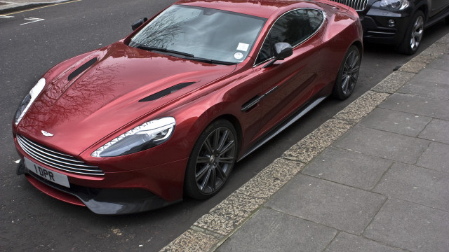Red car black car road free wallpaper - medium preview image