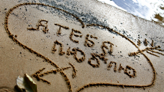 Heart sand beach words ocean free wallpaper - medium preview image