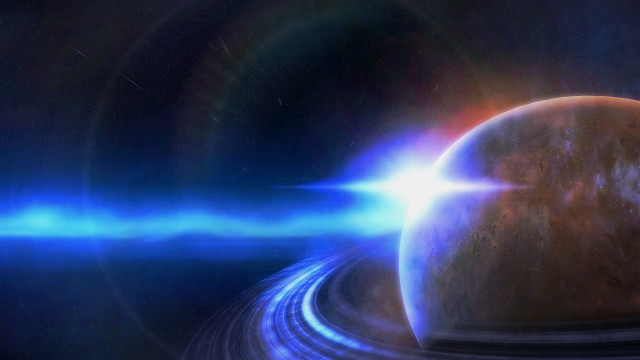 Planet ring blue light space free wallpaper - medium preview image