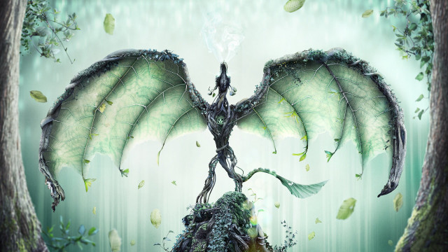 Dragon wings man hill tree free wallpaper - medium preview image