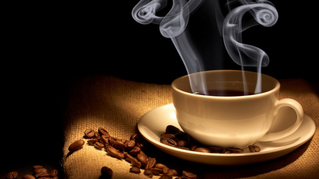 Coffee smoke saucer beans hyperrealism free wallpaper - medium preview image