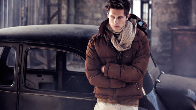 Man car neoclassic scarf muted free wallpaper - medium preview image
