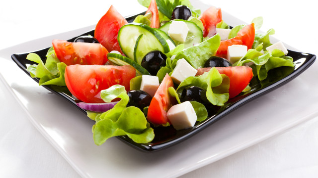 Salad plate cucumbers tomatoes olives free wallpaper - medium preview image