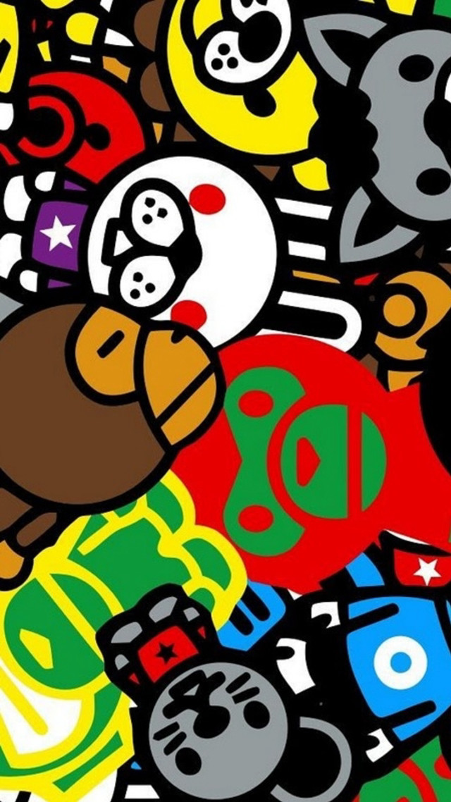 Cartoon characters colored black background free wallpaper - medium preview image