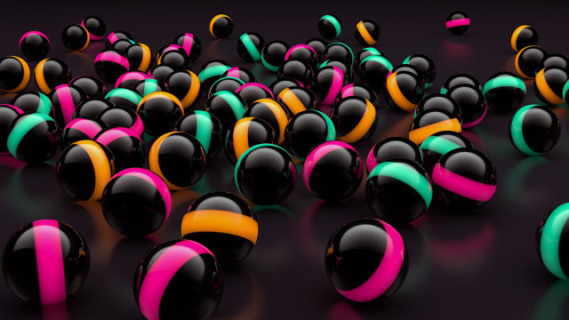 Black pink balls yellow background free wallpaper - medium preview image