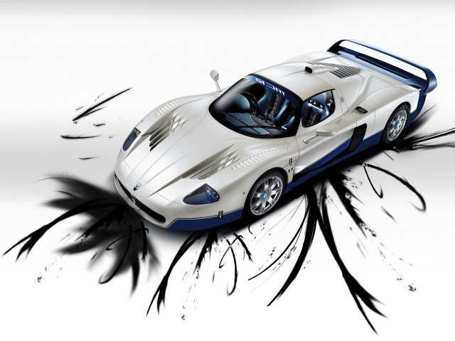 White sports car flying paint free wallpaper - medium preview image