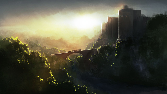 Bridge river city foggy sky free wallpaper - medium preview image