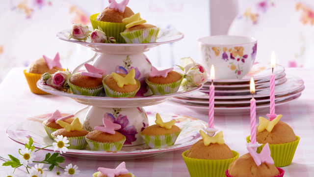 Cupcakes tiered plate rococo pastel free wallpaper - medium preview image