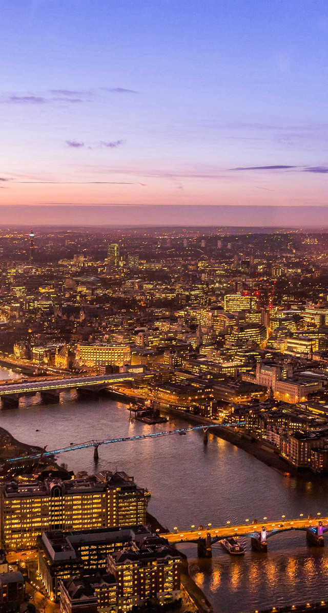 Cityscape river bridge night dusk free wallpaper - medium preview image