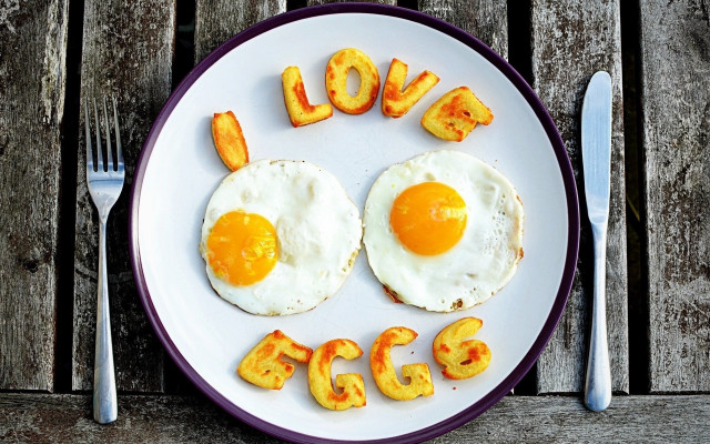 Plate eggs words fork knife free wallpaper - medium preview image
