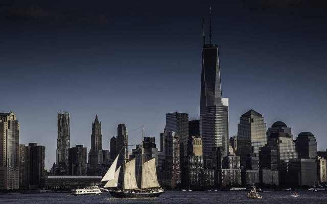 Sailboat cityscape tower bridge river free wallpaper - medium preview image