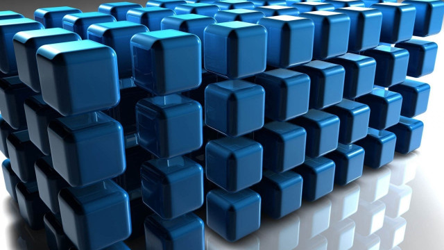 Blue cubes white table reflective free wallpaper - medium preview image
