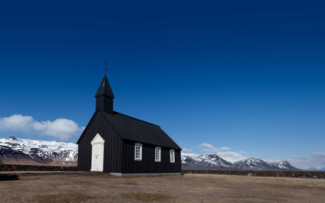 Black church steeple mountain range free wallpaper - medium preview image