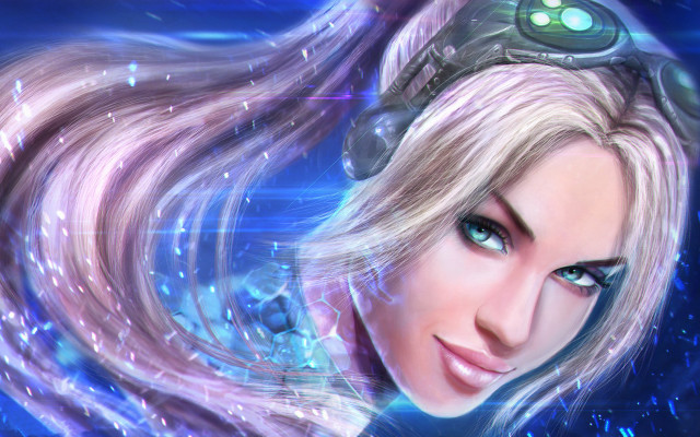 Futuristic woman cyberpunk space helmet free wallpaper - medium preview image